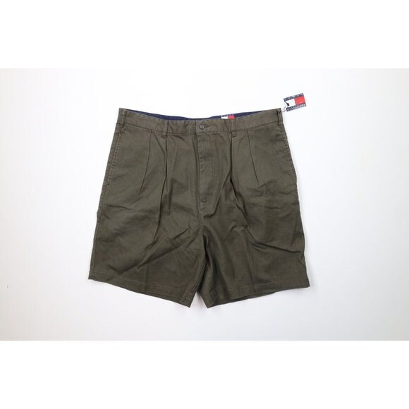 Deadstock Vtg 90s Tommy Hilfiger Mens 38 Linen Blend Pleated Above Knee Shorts